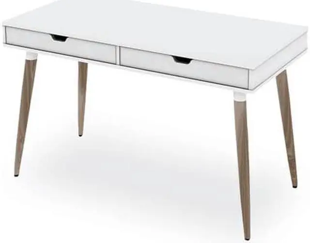 Alt view image 3 of 6 - Scandinavian Writing Desk, 47.24" x 23.62" x 29.53", White/Beigewood