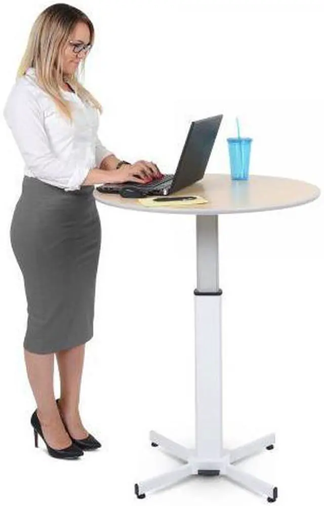 Alt view image 16 of 18 - Luxor Pneumatic Adjustable Multi-Functional Round Pedestal Table
