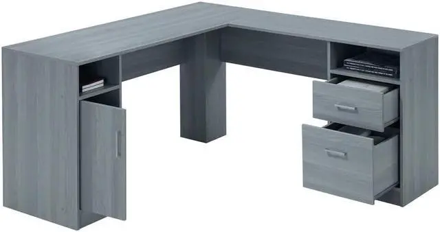 Alt view image 12 of 12 - Techni Mobili Functional L-Shape Desk with Storage, Grey