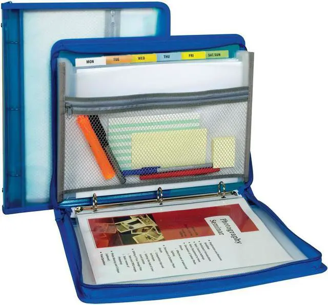 Alt view image 20 of 20 - C-Line Zippered Binder with Expanding File 10.88" x 1.5" Bright Blue 48115