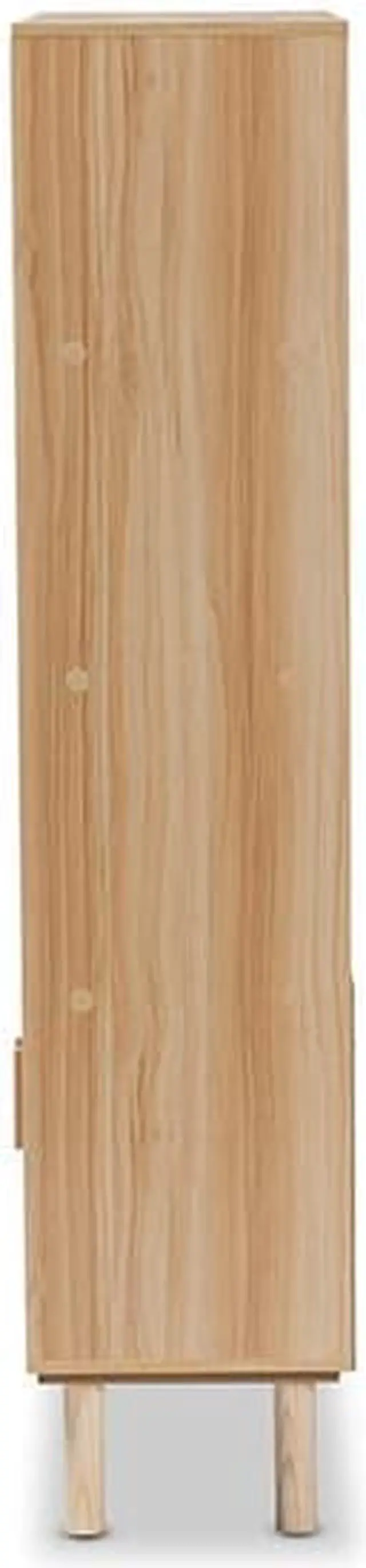 Alt view image 4 of 12 - Baxton Studio Faulkner Mid-Century Modern Natural Brown Finished Wood and Rattan 2-Door Bookcase