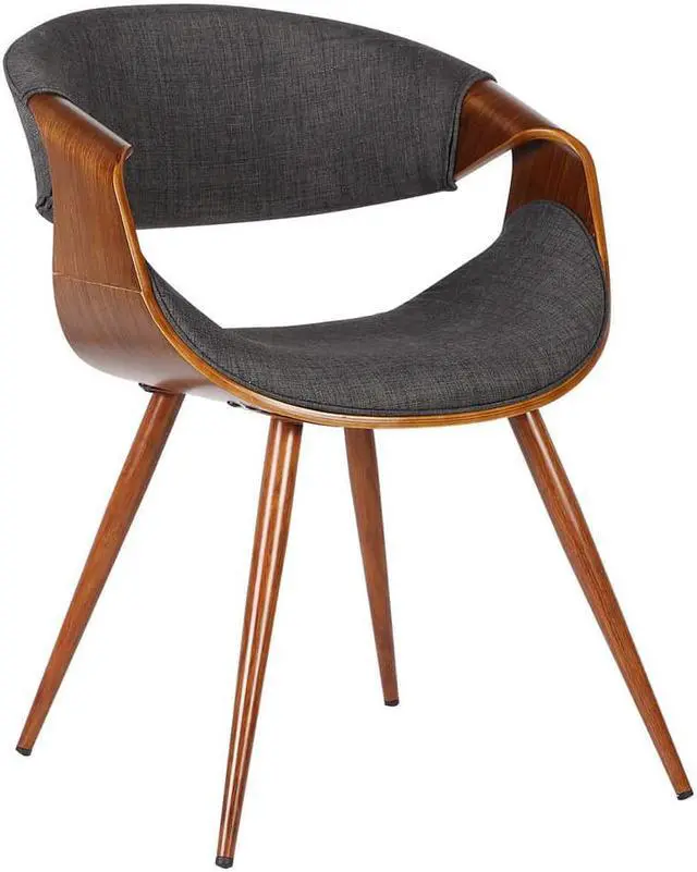 Alt view image 8 of 12 - Armen Living Butterfly Mid-Century Dining Chair in Walnut & Charcoal