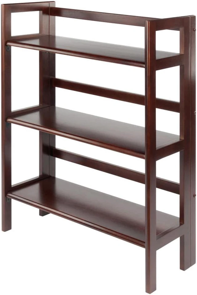Alt view image 9 of 17 - Winsome Trading Inc 94896 3 Tier Walnut Stackable Folding Book Shelf
