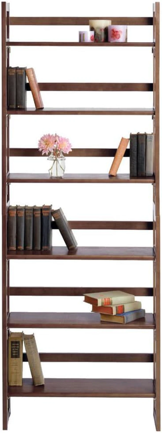 Alt view image 13 of 17 - Winsome Trading Inc 94896 3 Tier Walnut Stackable Folding Book Shelf