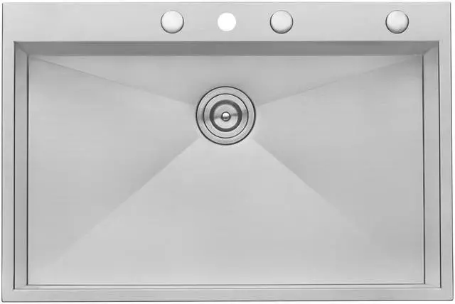 Alt view image 12 of 12 - ruvati 33 x 22 inch dropin topmount 16 gauge zeroradius stainless steel kitchen sink single bowl  rvh8001
