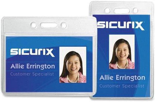 SICURIX Vinyl Punched ID Badge Holders - Vertical - Vertical - 3.5 SICURIX Vinyl Punched ID Badge Holders - Vertical - Vertical - 3.5