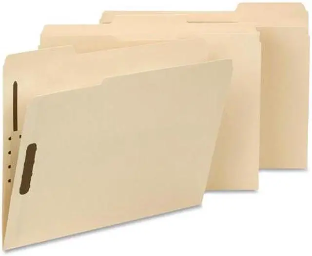 Main image of Smead 1/3 Tab Cut Letter Recycled Fastener Folder - 8 1/2" x 11" - 2 x 2K Fastener(s) - Top Tab Location - Assorted Position Tab Position - Manila - Manila - 10% - 50 / Box