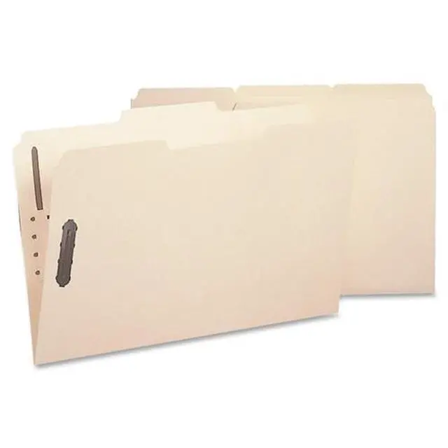 Main image of Smead 1/3 Tab Cut Legal Recycled Fastener Folder - 8 1/2" x 14" - 2 x 2K Fastener(s) - Top Tab Location - Assorted Position Tab Position - Manila - Manila - 10% - 50 / Box