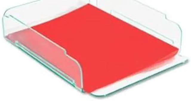 Alt view image 2 of 19 - Lorell Single Stack Letter Tray 10"x13-1/4"x2-1/2" CL/GN Acrylic 80654