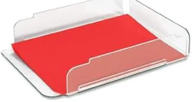 Alt view image 3 of 19 - Lorell Single Stack Letter Tray 10"x13-1/4"x2-1/2" CL/GN Acrylic 80654