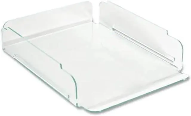 Alt view image 6 of 19 - Lorell Single Stack Letter Tray 10"x13-1/4"x2-1/2" CL/GN Acrylic 80654