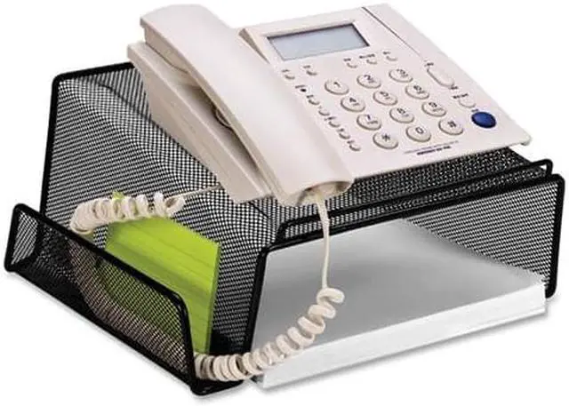 Alt view image 2 of 8 - Lorell Phone Stand Steel 11-1/8"x10-1/8"x5-1/4" Mesh/Black 84155