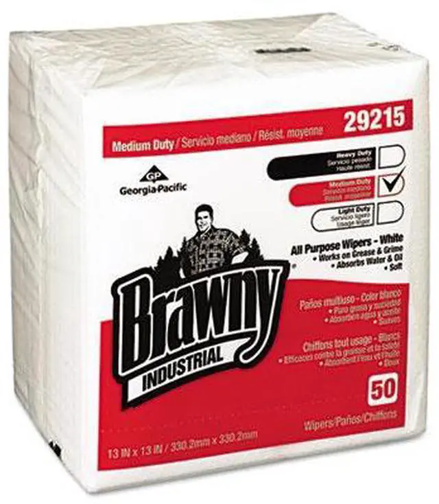 Alt view image 3 of 19 - Brawny Medium Duty Airlaid 1/4-Fold Wipers 13 x 13 50/Pack 16/Carton 29215