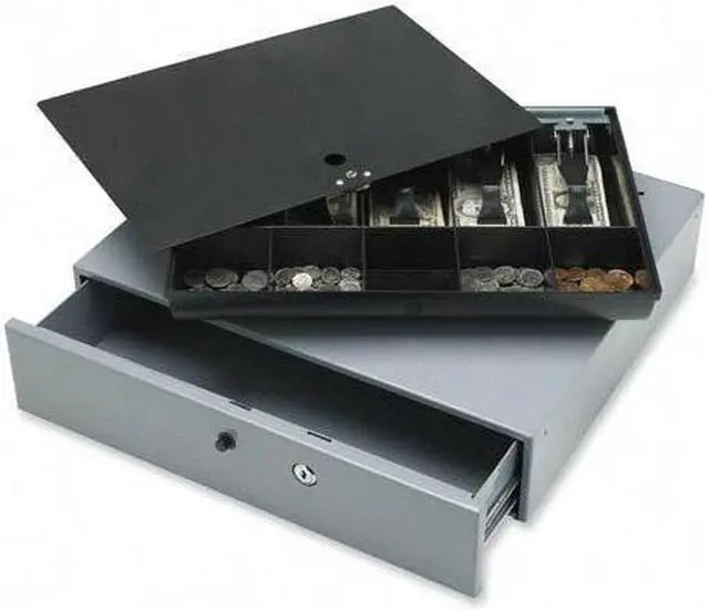 Alt view image 3 of 7 - Sparco Cash Drawer w/ Removable Tray 17-3/4"x15-3/4"x3-3/4" Gray 15504