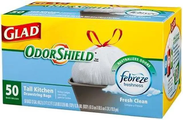 Alt view image 3 of 7 - Glad OdorShield Tall Kitchen Drawstring Bag - 13 gal - Plastic - 80/Box - White