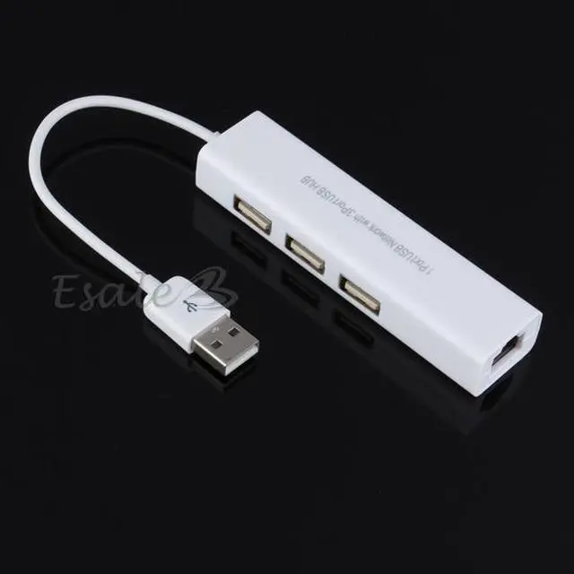 Alt view image 5 of 8 - USB 2.0 3 Ports Hub with Ethernet Network LAN Card Adapter 10/100Mbps