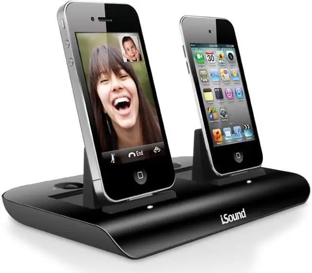 Alt view image 5 of 11 - iSound Dual Power View Charging Dock for iPhone 3G/3GS/4/4s, iPod Touch 1/2/3/4th generation, iPod Nano 5/6th generation - Black