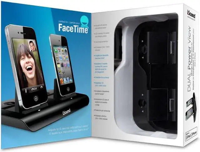 Alt view image 7 of 11 - iSound Dual Power View Charging Dock for iPhone 3G/3GS/4/4s, iPod Touch 1/2/3/4th generation, iPod Nano 5/6th generation - Black