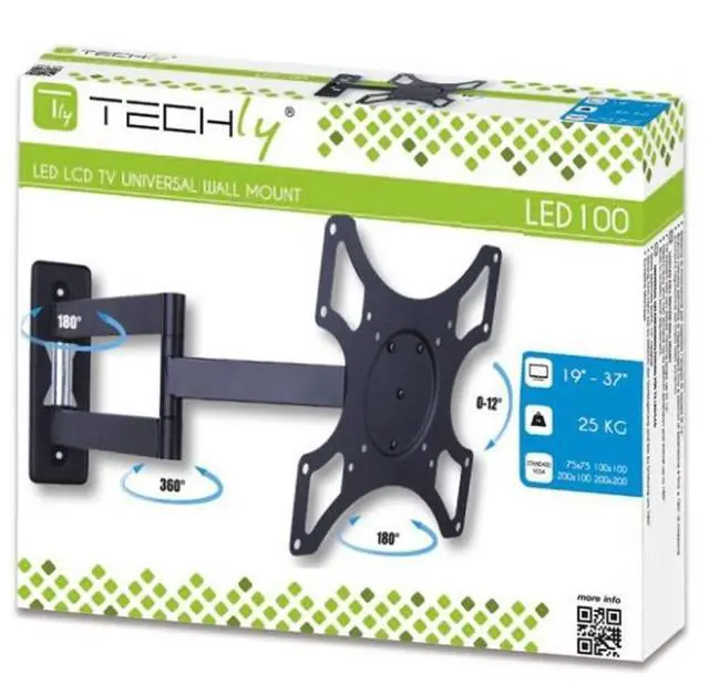 Alt view image 4 of 9 - 2-Arm Tilt/Swivel TV Wall Mount- 19-37in
