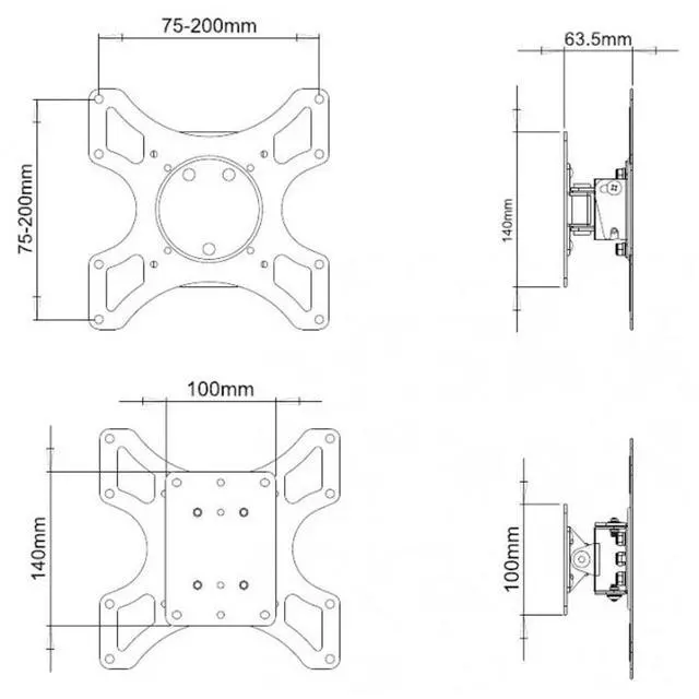 Alt view image 3 of 5 - Tilt & Swivel TV Wall Mount - 19-37 inch