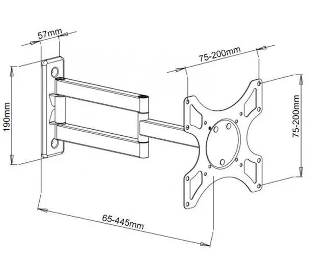 Alt view image 3 of 9 - 2-Arm Tilt/Swivel TV Wall Mount- 19-37in