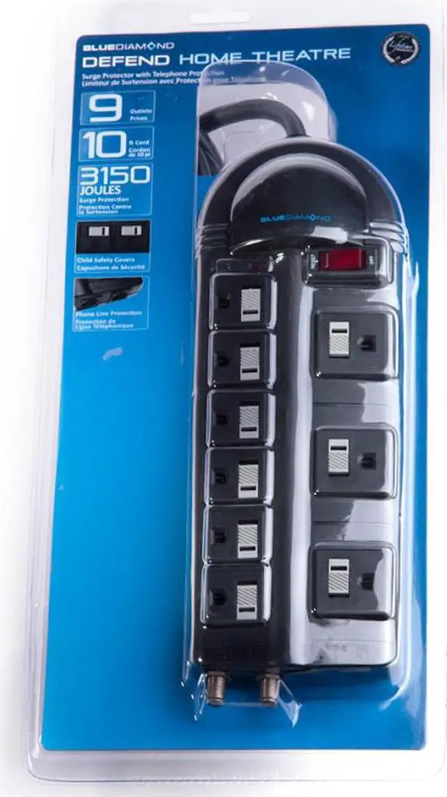 Alt view image 3 of 3 - Defend Home Theatre 10ft Surge Protector