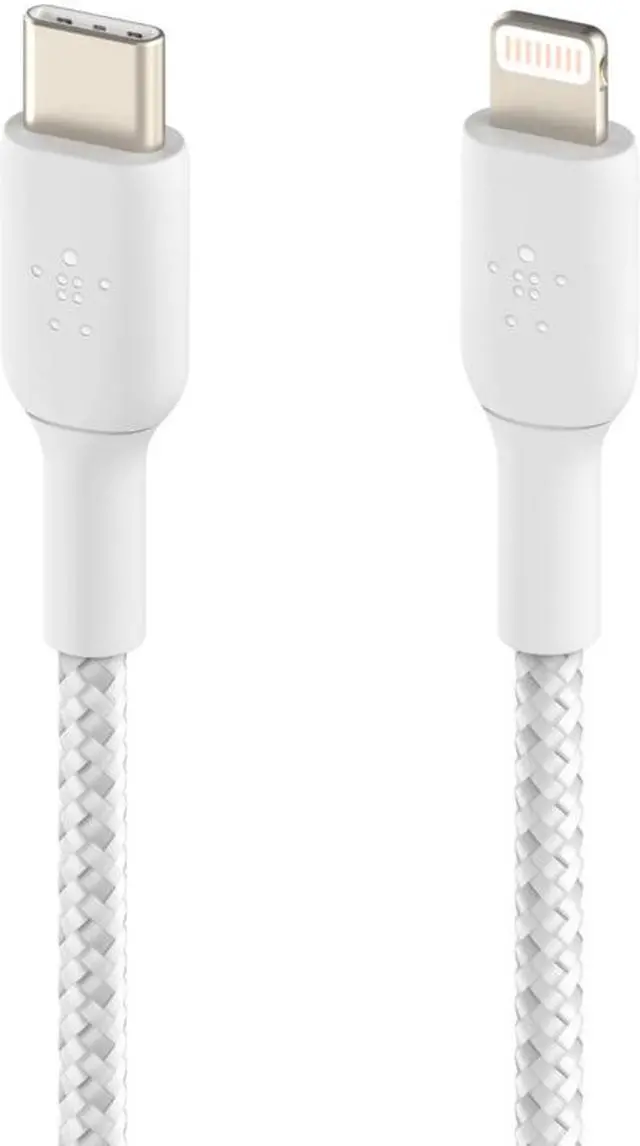 Alt view image 3 of 6 - BELKIN CAA004bt1MWH White Braided USB-C to Lightning Cable, Boost Charge MFi-Certified iPhone USB-C Cable