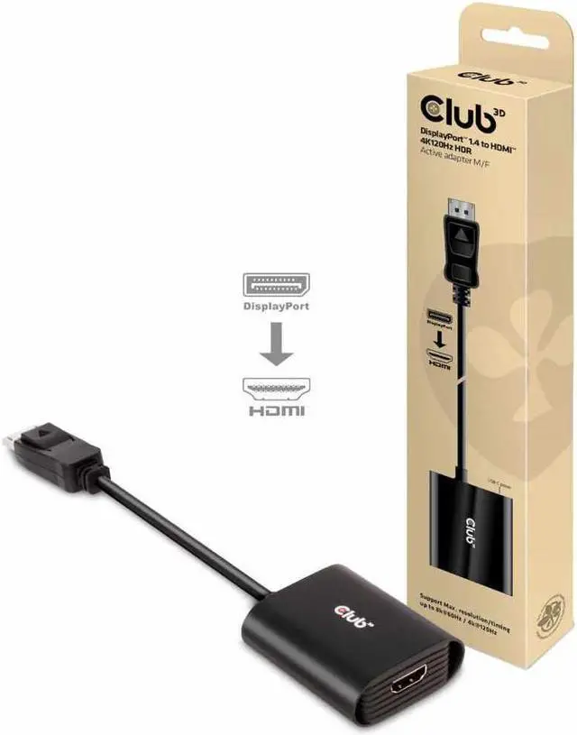 Alt view image 2 of 14 - Club3D CAC-1085 DisplayPort 1.4 to HDMI 4K120Hz HDR Active Adapter M/F