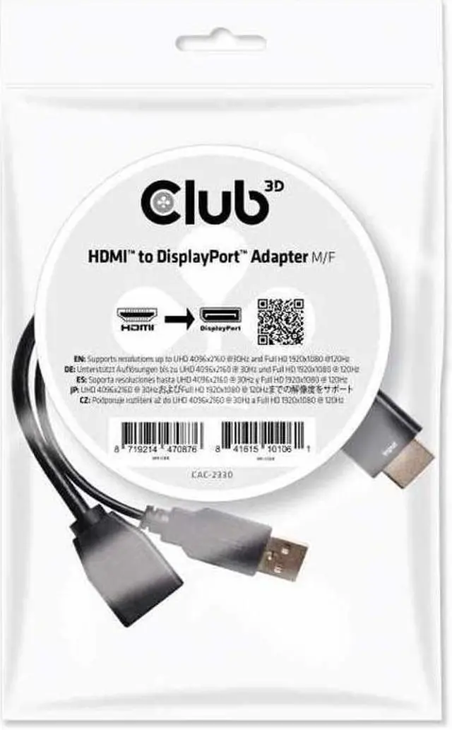 Alt view image 3 of 16 - Club 3D Hdmi To Displayport Adapter