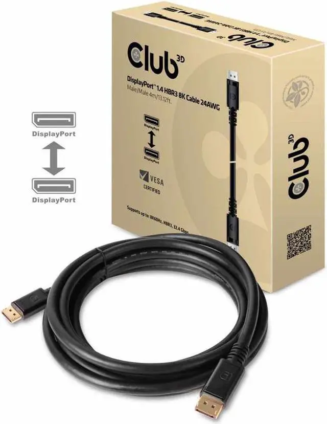 Alt view image 4 of 9 - Club3D CAC-1069B DisplayPort 1.4 HBR3 8K Cable Male/Male 4M / 13.12 ft