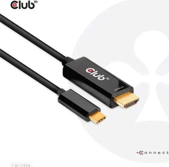 Alt view image 2 of 5 - Club 3D HDMI to USB Type-C 4K60Hz Active Cable M/M 1.8m/6 ft - 6 ft HDMI/USB-C A/V Cable for Audio/Video Device, Notebook, Tablet, PC, TV, Monitor, Projector