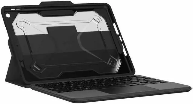 Alt view image 10 of 11 - URBAN ARMOR GEAR UAG iPad 10.2 iPad 9th Generation Case with Keyboard, Black/Ash, English Rugged Bluetooth Wireless Keyboard Multi-Touch Trackpad Backlit Keys Protective Smart Cover Folio