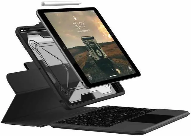 Alt view image 11 of 11 - URBAN ARMOR GEAR UAG iPad 10.2 iPad 9th Generation Case with Keyboard, Black/Ash, English Rugged Bluetooth Wireless Keyboard Multi-Touch Trackpad Backlit Keys Protective Smart Cover Folio