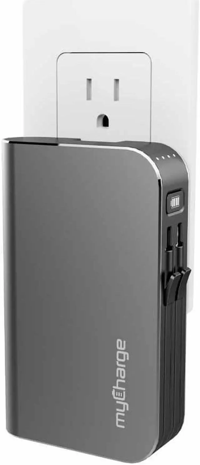 Alt view image 10 of 14 - myCharge Portable Charger with Built in Cables [iPhone Lightning + USB C] 10050 mAh 18W Fast Charge Hub Turbo Power Bank External Battery Pack | AC Wall Charger Plug, Dual Cords, USB-A Output