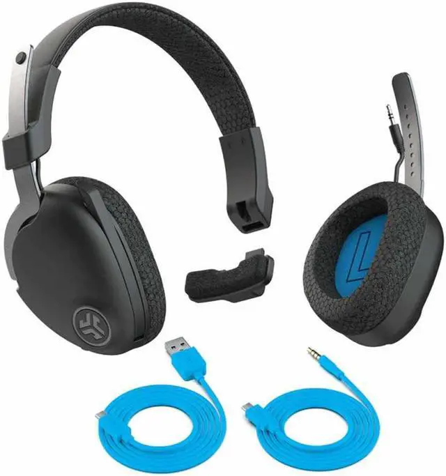 Alt view image 6 of 6 - JLab Jbuds Work Wireless Over-Ear Headset - Mono, Stereo - Mini-phone (3.5mm) - Wired/Wireless - Bluetooth - 30 ft - 32 Ohm - 20 Hz - 20 kHz - Over-the-ear - Binaural - Ear-cup - Condenser, Noise ...