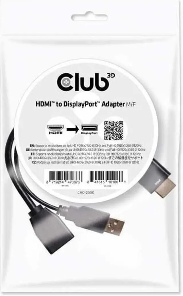 Alt view image 9 of 16 - Club 3D Hdmi To Displayport Adapter
