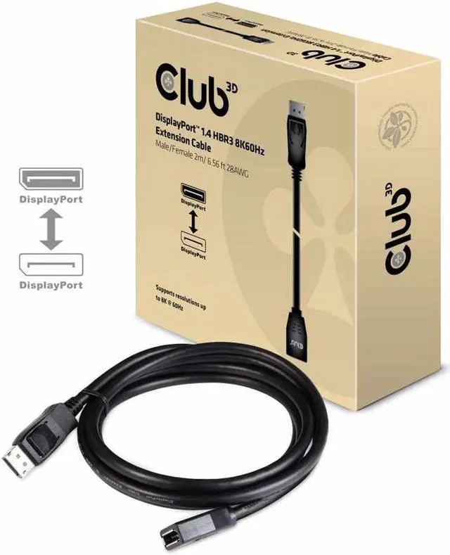 Alt view image 8 of 15 - Club 3D CAC-1022 60Hz 6.56 ft. Male-Female Displayport