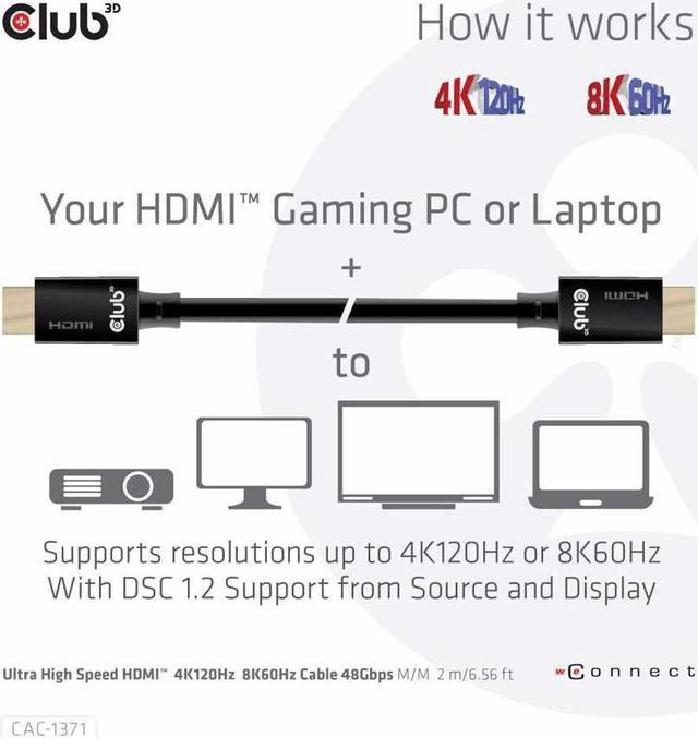 Alt view image 13 of 20 - Club 3D Ultra High Speed HDMI™ Cable 10K 120Hz 48Gbps M/M 1 m./3.28 ft.