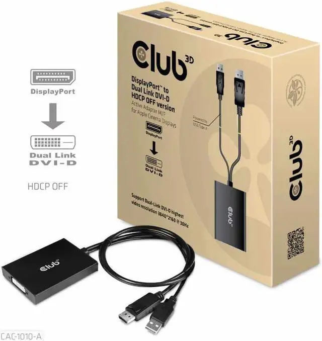 Alt view image 5 of 7 - Club3D DisplayPort to Dual Link DVI-D HDCP ON version Active Adapter M/F