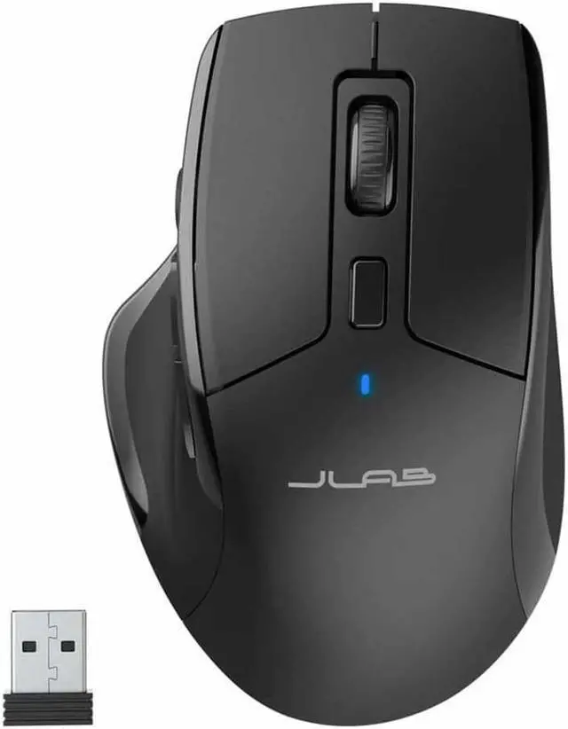 Alt view image 4 of 5 - jlab jbuds wireless mouse | connect via bluetooth or usb wireless dongle | multi-device toggle, up to three devices | custom user profiles | adjustable tracking | full-size | rechargeable | (1 pack)