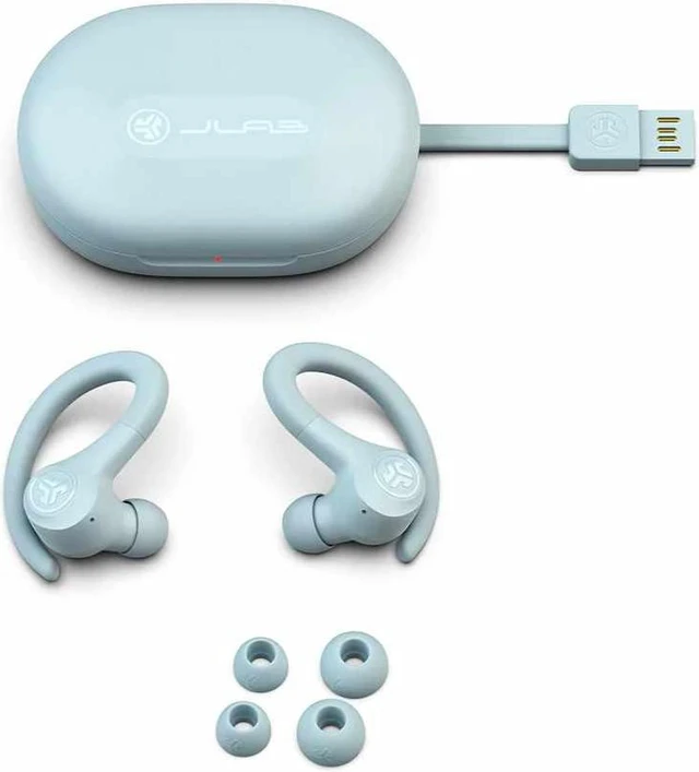 Alt view image 12 of 12 - JLab GO Air Sport True Wireless Earbuds | Wireless Workout Earbuds | Light Blue| C3 Clear Calling | Secure Earhook Sport Design | 32+ Hour Bluetooth Playtime | 3 EQ Sound