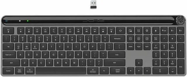Alt view image 8 of 11 - JLab Epic Wireless Keyboard, Black, 108 Keys, Connect Via Bluetooth or USB Wireless Dongle, Multi-Device Toggle, Soft Touch Keys, Smart Media Knob, Custom User Profiles, Rechargeable, PC/Mac/iOS