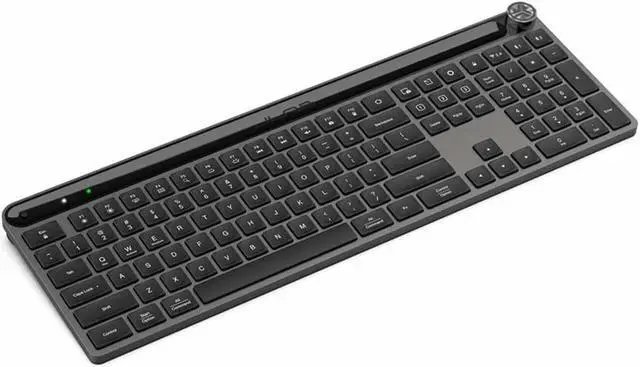 Alt view image 11 of 11 - JLab Epic Wireless Keyboard, Black, 108 Keys, Connect Via Bluetooth or USB Wireless Dongle, Multi-Device Toggle, Soft Touch Keys, Smart Media Knob, Custom User Profiles, Rechargeable, PC/Mac/iOS