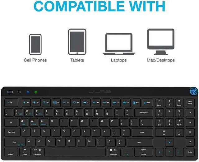 Alt view image 11 of 11 - JLab JBuds Wireless Keyboard | Black | 95 Keys | Connect Via Bluetooth or USB Wireless Dongle | Multi-Device Toggle | Soft Touch Keys | Smart Media Knob | Custom User Profiles | Rechargeable