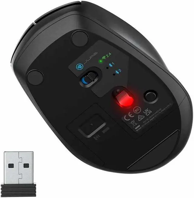 Alt view image 10 of 10 - JLab Go Wireless Mouse |Connect via Bluetooth/USB Dongle | 4 Button Clicks | Easy Device Switch | Ultra Compact Design | AA Battery Powered | Mac OS | Windows | Chrome OS| Right + Left Handed | Black