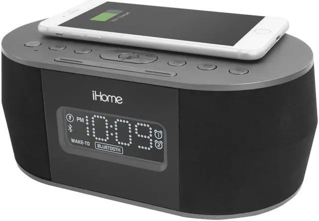 Alt view image 2 of 4 - ihome ibtw38 alarm clock bluetooth stereo with lightning iphone qi wireless charging dock station for iphone xs, xs max, xr, x, iphone 8/7/6 plus usb port to charge any usb device