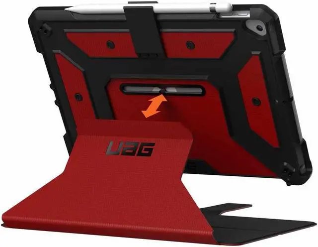 Alt view image 9 of 11 - UAG iPad 10.2-inch (9th Gen, 2021),(8th Gen, 2020) & (7th Gen, 2019) Case, Metropolis Rugged Heavy Duty Protective Cover Multi-Angle Viewing Folio Stand with Pencil Holder, Magma