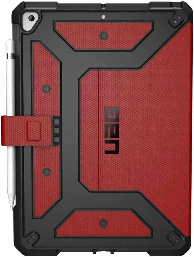 Alt view image 8 of 11 - UAG iPad 10.2-inch (9th Gen, 2021),(8th Gen, 2020) & (7th Gen, 2019) Case, Metropolis Rugged Heavy Duty Protective Cover Multi-Angle Viewing Folio Stand with Pencil Holder, Magma