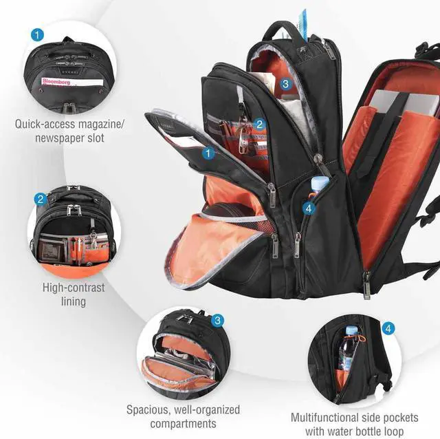 Alt view image 4 of 20 - Everki EKP121S15 15.6in Atlas Checkpoint Friendly Laptop Backpack Black