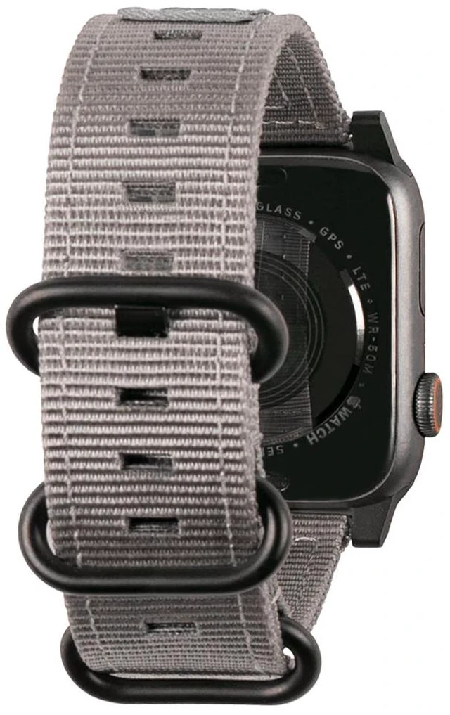 Alt view image 9 of 11 - UAG Apple Watch 45mm 44mm 42mm, iWatch Series 7/6/5/4/3/2/1 & Watch SE, High Strength Nylon Weave Replacement Strap, Nato Grey